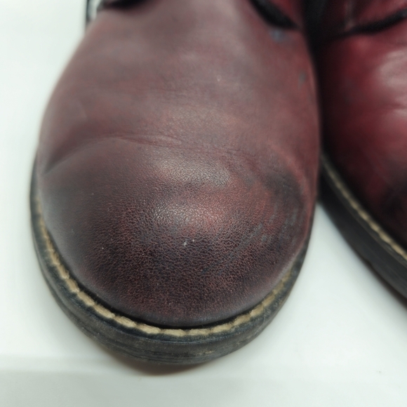 Remonte dark red leather ankle boots with gray collar EU 38 - Picture 14 of 14